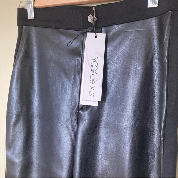SECOND Yoga Jeans Rachel Skinny Vegan Leather Jeans NWT - Picture 5 of 5
